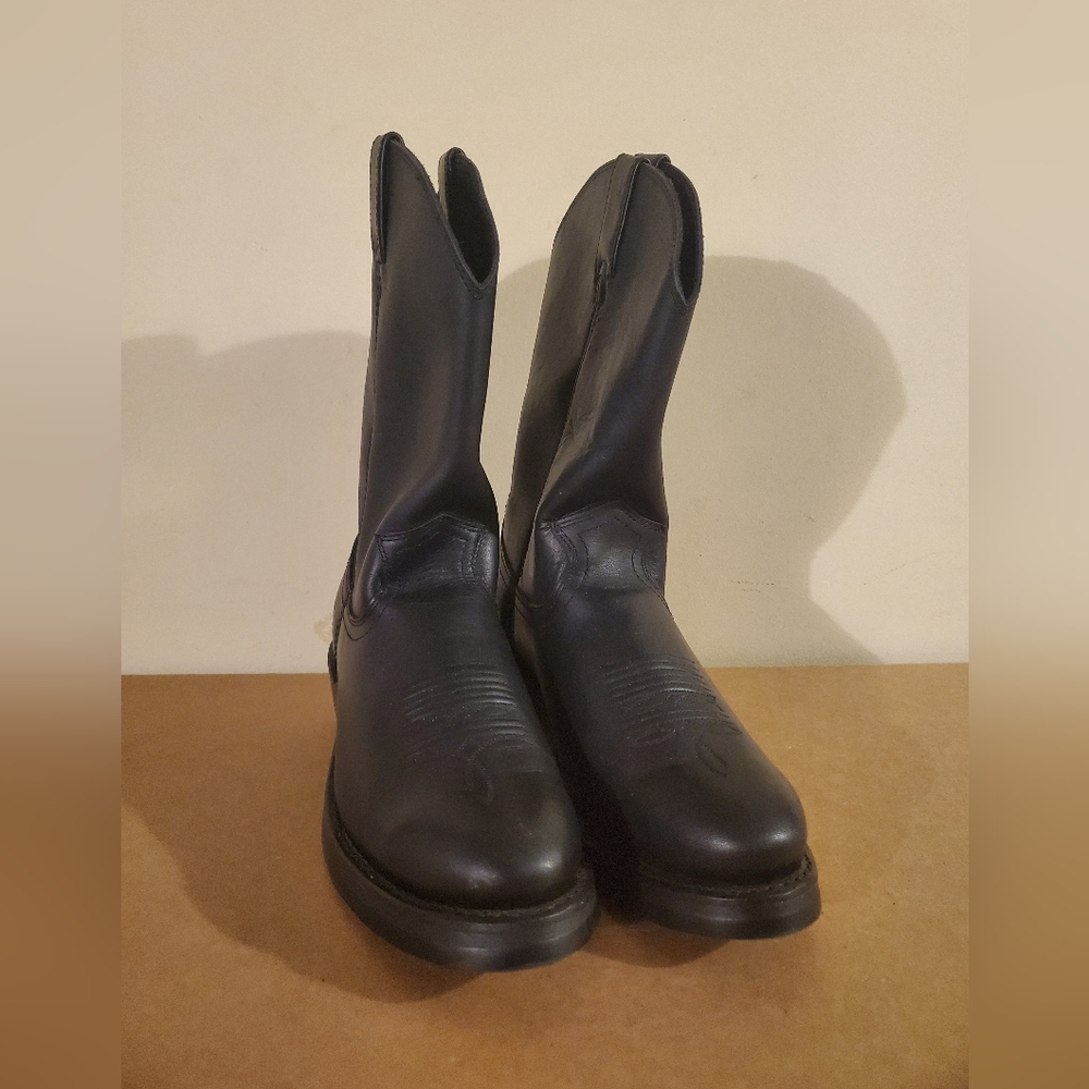 Black Leather Western Boots